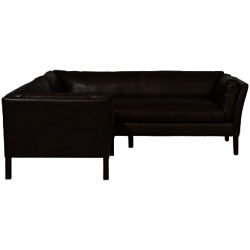 Halo Groucho Aniline Leather Small Corner Sofa Old Saddle Walnut